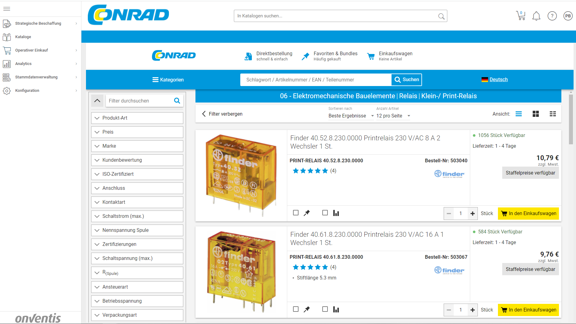 Screenshot vom OCI Shop